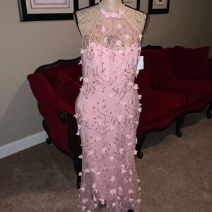 MacDuggal - Pink Floral Sequin Evening Dress